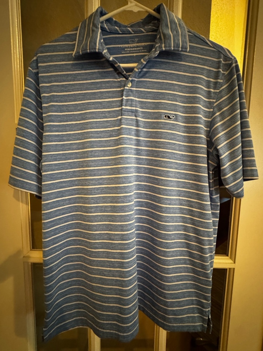 Vineyard Vines Blue and White Striped Performance Polo